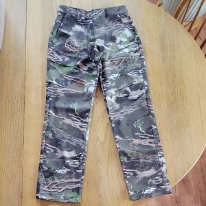 Under Armour Boys Size 12 Storm Camo Hunting Cargo Pants - Green/Brown